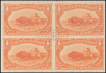 4c orange Indian Hunting Buffalo block of four