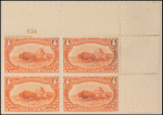 4c orange Indian Hunting Buffalo block of four