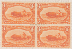 4c orange Indian Hunting Buffalo block of four