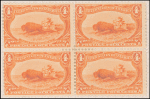 4c orange Indian Hunting Buffalo block of four