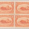 4c orange Indian Hunting Buffalo block of four