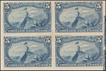 5c dull blue John Charles Fremont on the Rocky Mountains block of four