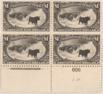 $1 black Western Cattle in Storm block of four