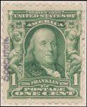 1c blue green Franklin specimen single