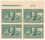 1c green Robert Livingston block of four