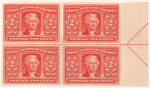 2c carmine Thomas Jefferson block of four