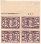 3c violet James Monroe block of four