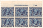 5c blue Pocahontas block of six