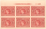 2c carmine William Seward block of six