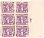 3c red violet Victory of the Allies in World War I block of six