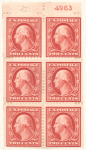 2c carmine Washington booklet pane of six