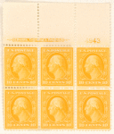 10c yellow Washington block of six