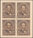 4c dark brown Lincoln block of four
