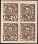 4c dark brown Lincoln block of four