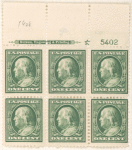 1c green Franklin block of six