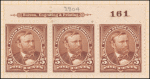 5c chocolate Grant strip of three