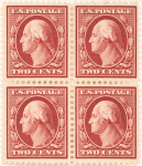2c carmine Washington block of four