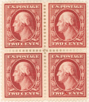 2c carmine Washington block of four