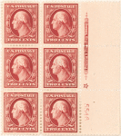 2c carmine Washington block of six