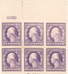 3c deep violet Washington block of six
