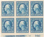 5c blue Washington block of six