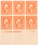 6c red orange Washington block of six