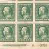 1c green Franklin block of six