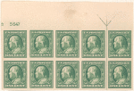 1c green Franklin block of ten