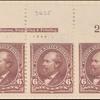 6c dull brown Garfield strip of three