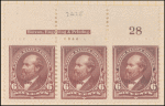 6c dull brown Garfield strip of three