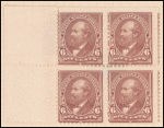 6c dull brown Garfield block of four