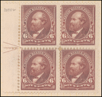 6c dull brown Garfield block of four