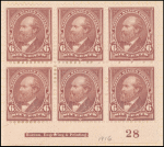 6c dull brown Garfield block of six