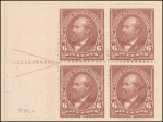 6c dull brown Garfield block of four
