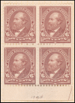 6c dull brown Garfield block of four
