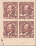 6c dull brown Garfield block of four