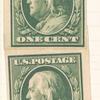 1c green Franklin strip of four