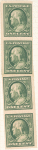 1c green Franklin strip of four