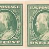 1c green Franklin strip of four