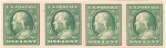 1c green Franklin strip of four
