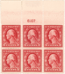 2c carmine Washington block of six