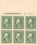 1c green Washington block of six