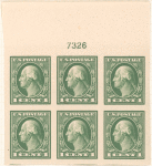 1c green Washington block of six