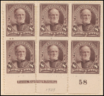 8c violet brown Sherman block of six