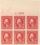 2c carmine Washington block of six