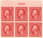 2c carmine Washington block of six