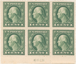 1c green Washington block of six