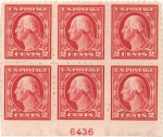 2c carmine Washington block of six