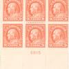 9c salmon red Franklin block of six