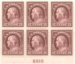 12c claret brown Franklin block of six